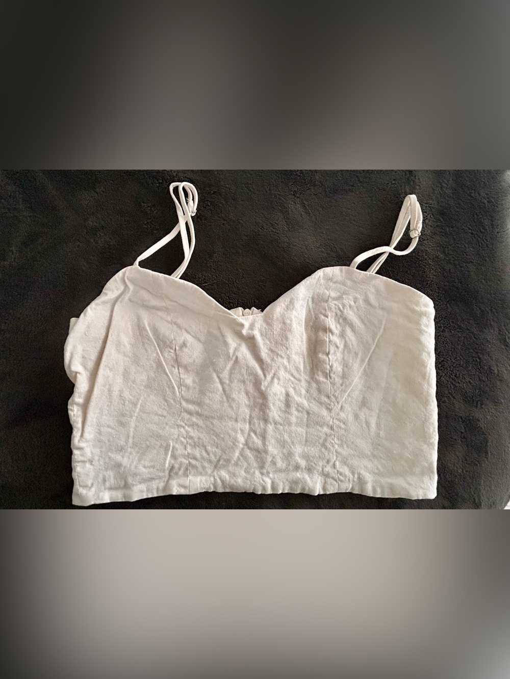 Mango White Cropped Spaghetti Strap Bustier Top